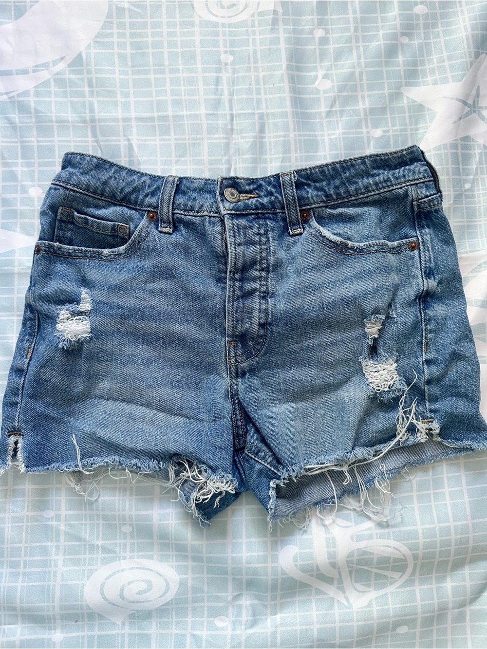 Old Navy Distressed Light Blue Denim button fly Shorts